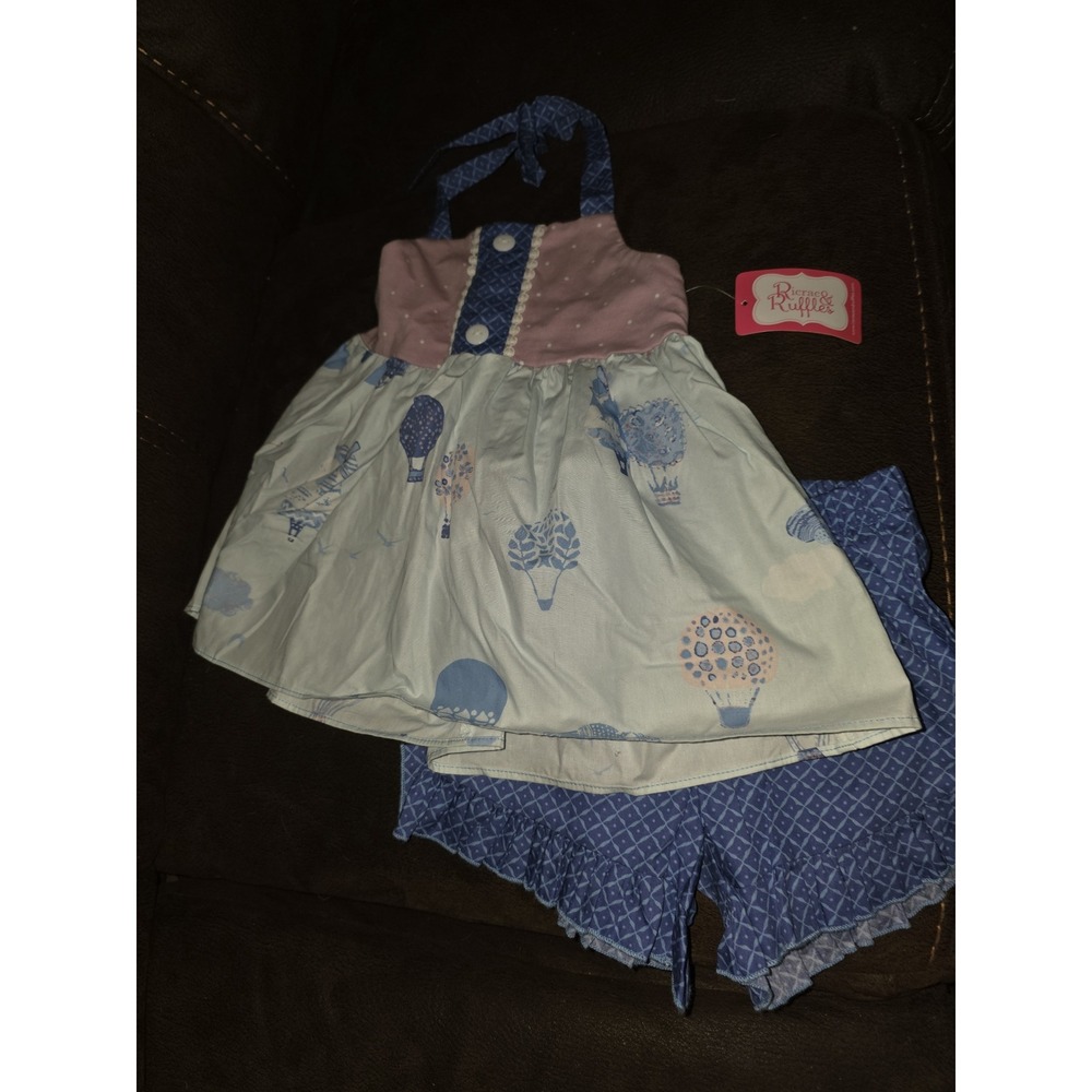 Ricrac and ruffles hot air balloon outfit size 4t nwt halter top and shorts